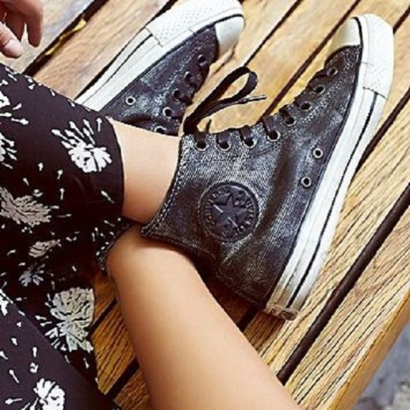 NIB Converse X John Varvatos CT Hi Painted Linen Silver/ Black 150175C
